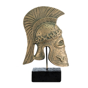 Greek Helmet Table Decor Bronze Sculpture 22.5 Height