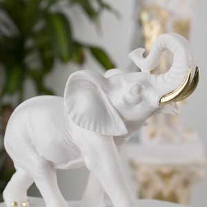 Elephant Decorative Sculpture White Statue Animal figurine 21 cm Height