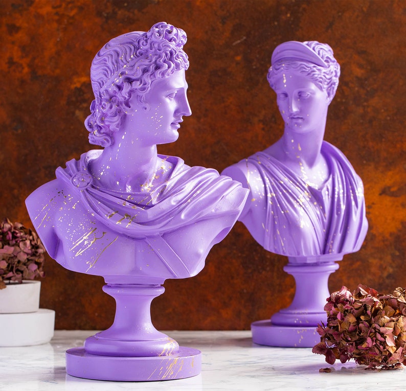 Art Statue Set Apollo & Artemis Bustes Greek Gods Sculptures Etsy