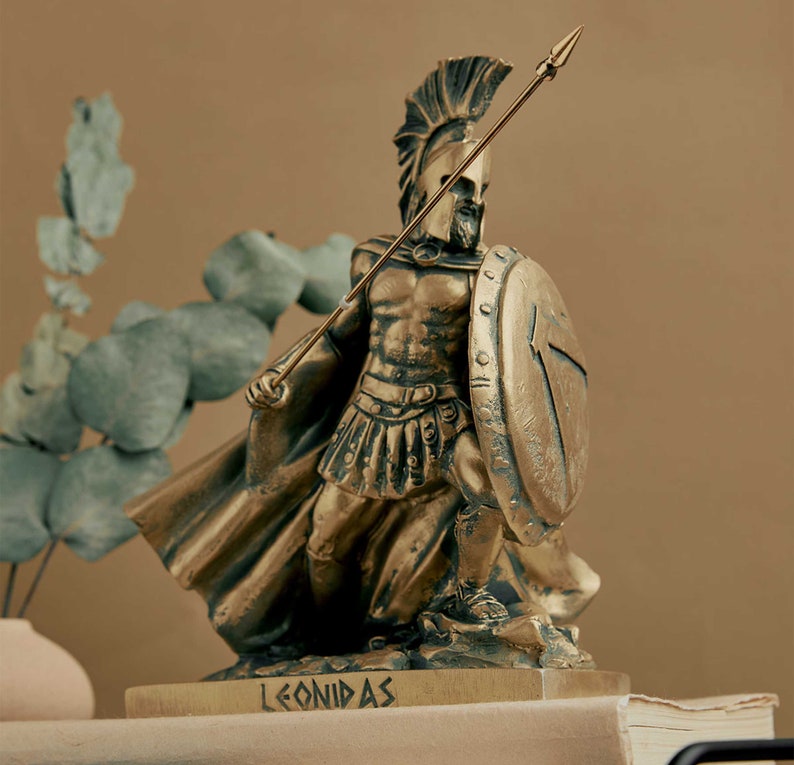 Leonidas Statue Spartan Greek Bronze Sculpture Heroes Figurine image 1