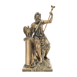 Zeus Statue Roman Jupiter God Ancient Greek Mythology Bronze Height 17.2 cm/6.8 inch