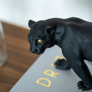 Panther Sculpture Animal Figurine Black Width 31cm