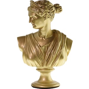 Artemis Large Bust Statue Gold Art Home Decor Sculpture 20-12 inches Height