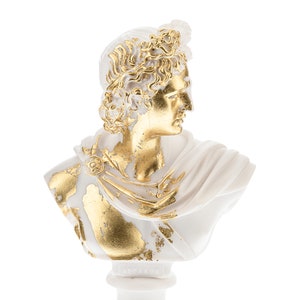 Apollo Statue, Marble Sculpture, Greek Statue, Roman Large Bust Height 33 Cm