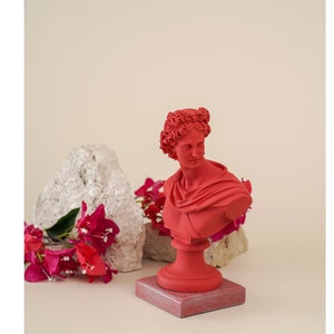 Apollo-standbeeld, Griekse beeldhouwkunst, Apollo-buste, modern beeldje, Romeinse beeldhouwkunst, standbeeld Griekse god, marmer, geschilderd standbeeld, decoratief beeldje