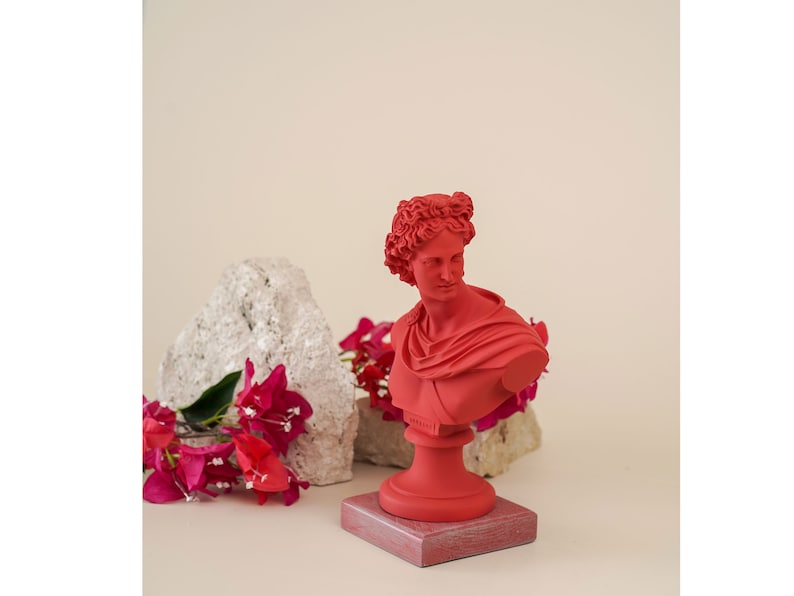 Apollo Statue,Greek Sculpture, Apollo Bust, Modern statuette, Roman Sculpture,Greek God Statue, marble, Painted Statue,decorative figurine image 1