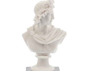 Apollo Büste Statue Marmor Skulptur Griechischen Antiken Gott Höhe 21 cm Höhe