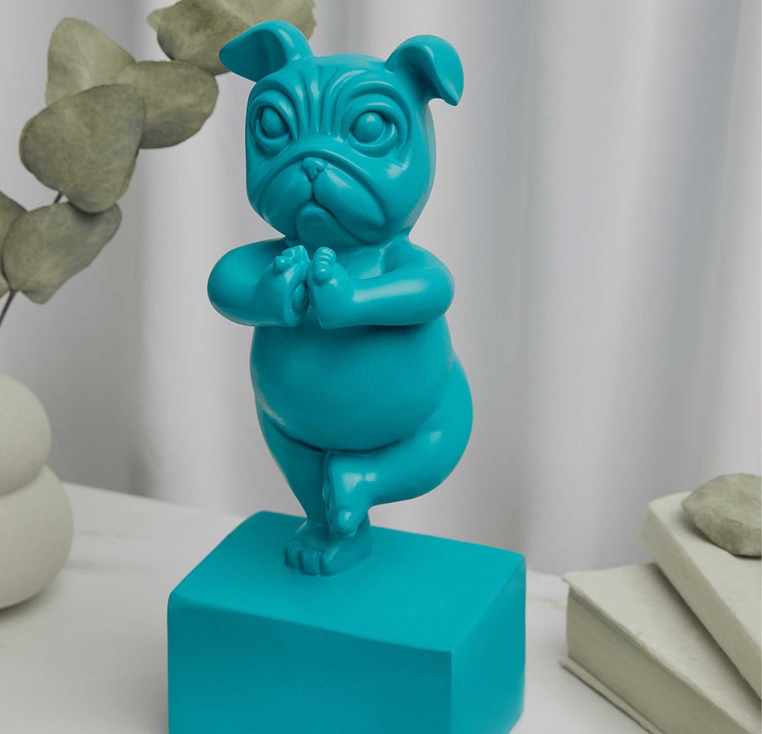 Yoga French Bulldog Home Decor Bookend Pop Art Sculpture Housewarming