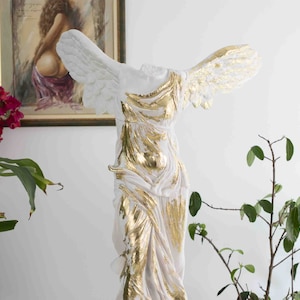 Winged Victory Nike Of Samothrace Statue Large Set With Column Sculpture 1,78m Height