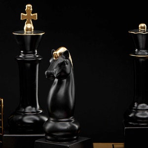 Große Schach Team Statuen 3 Stück Skulptur Minimalist Home Decor Housewarming Geschenke 28 cm Höhe