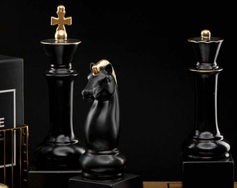 Große Schach Team Statuen 3 Stück Skulptur Minimalist Home Decor Housewarming Geschenke 28 cm Höhe