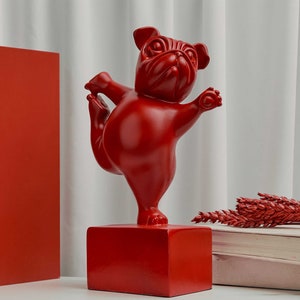 Yoga French Bulldog Home Decor Bookend Pop Art Sculpture Housewarming Gift 25.5cm Height