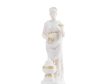 Hestia Statue Vesta Goddess Ancient Greek Sculpture Marble Handmade Figurine 24cm