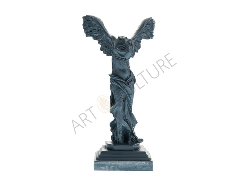 Winged Victory Nike Of Samothrace Statue Ancient Greek Famous Sculpture 31 cm Height Blue