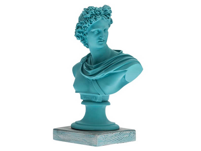 Apollo Statue,Greek Sculpture, Apollo Bust, Modern statuette, Roman Sculpture,Greek God Statue, marble, Painted Statue,decorative figurine image 5