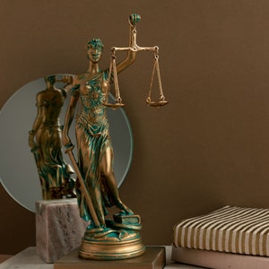 Lady Justice Statue Themis Greek Goddess Sculpture 9.85 inch Height