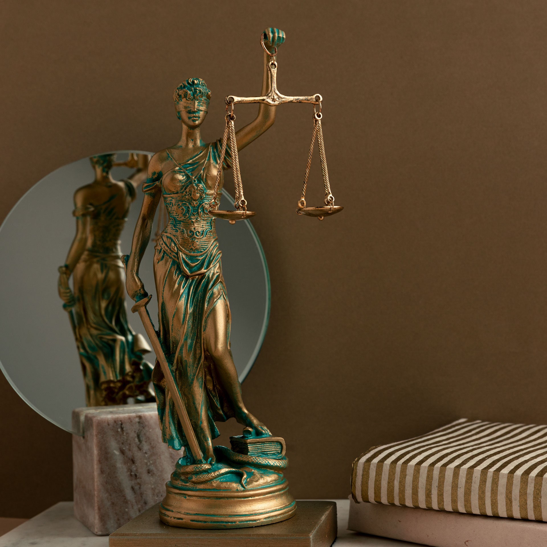 Lady Justice Statue Themis Greek Goddess Sculpture 9.85 Inch Height