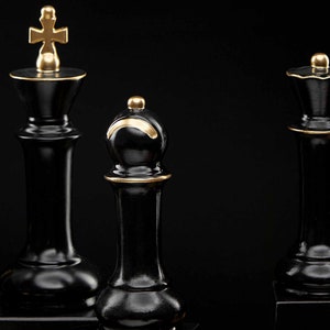 Large Chess Team Statues 3 Pieces Sculpture Minimalist Home Decor Housewarming Gifts 28 cm Height