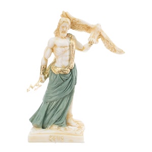Zeus Statue Jupiter Greek God Sculpture Handmade Marble Cast Figurine 20 cm / 7.88 inch Height