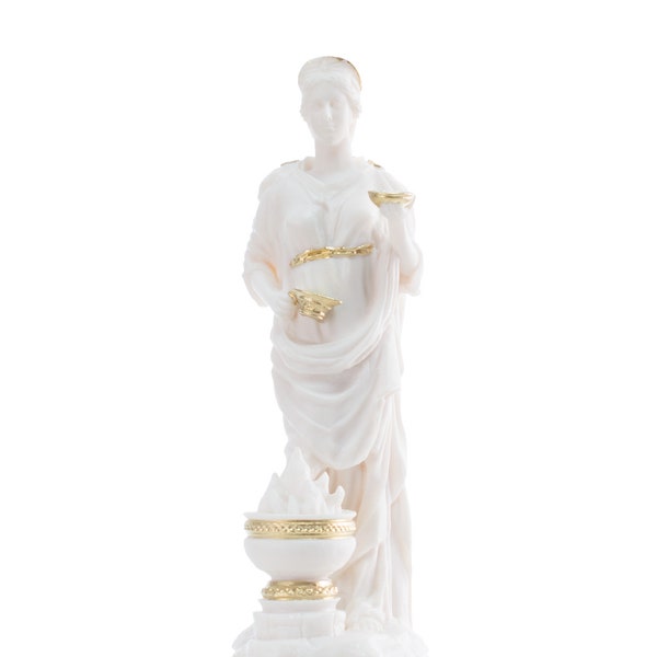 Hestia Statue Vesta Goddess Ancient Greek Sculpture Marble Handmade Figurine, 19cm