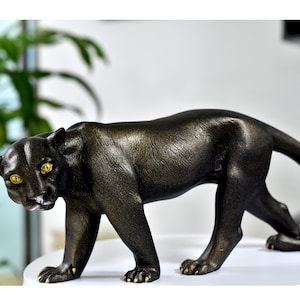 Panther Sculpture Animal Figurine Black Width 31cm