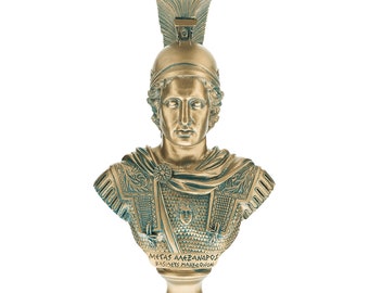 Alexander the Great Large Bust Sculpture Marble Base 40 cm Height