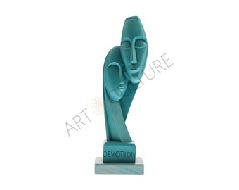 Devotion Sculpture Greek Cycladic Statue Pop Art Figurine Idols Gift For Couple 33 Cm Height