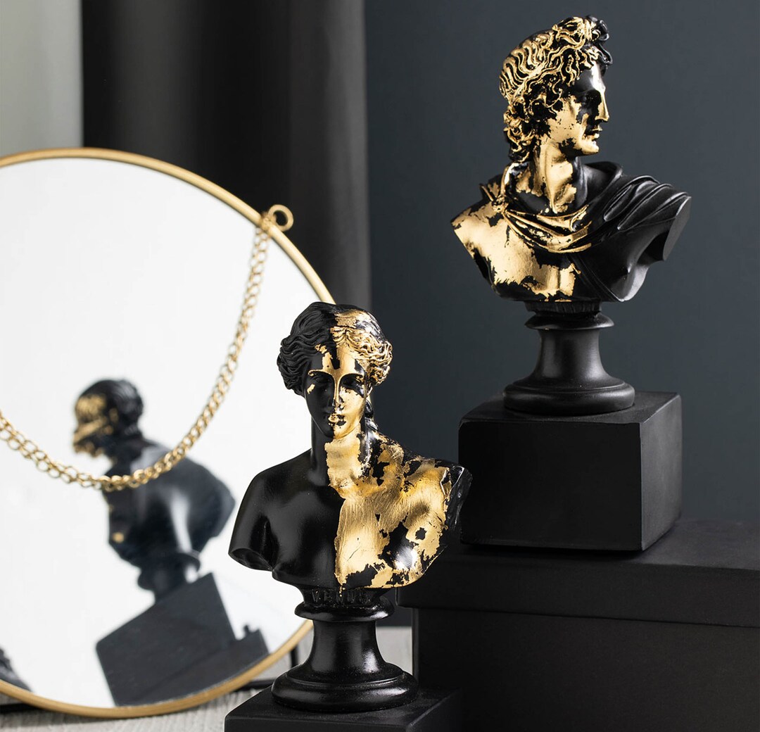 Decorative Bustes Sculptures Set Minimalist Decor Apollo and Aphrodite ...
