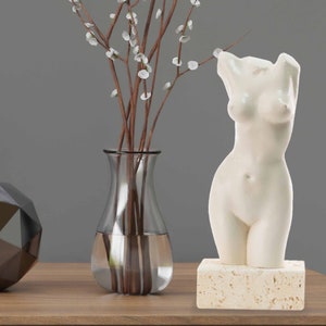 Venus Statue Female Naked Body Sculpture white stone Home Decor Hand Painted 21 cm Height