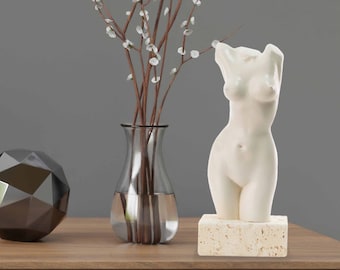 Venus Statue Female Naked Body Sculpture white stone Home Decor Hand Painted 21 cm Height