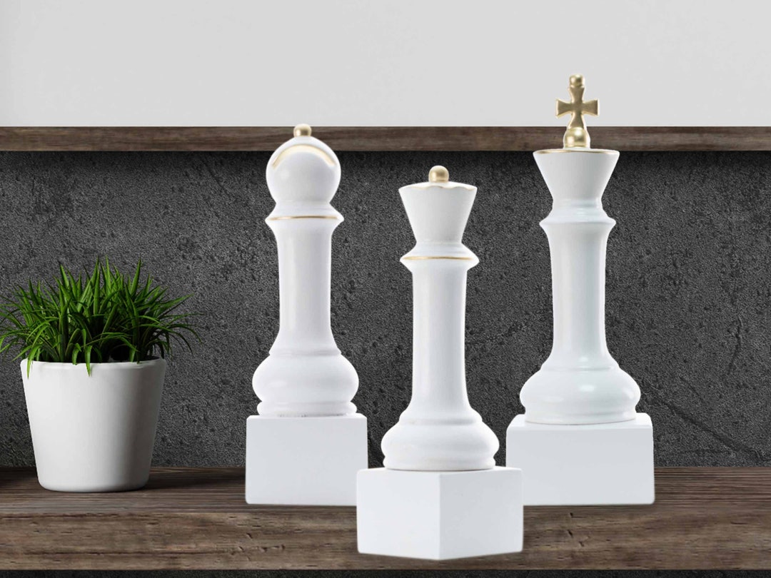 Large Chess Team Statues 3 Pieces Sculpture Minimalist Home Decor ...