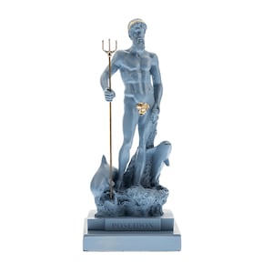 Poseidon Statue Greek God Of Sea Sculpture Handpaint 28 cm Height