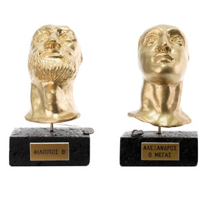 Philip II & Alexander the Great of Macedon Bust Sculpture Copy Museum Home Decor 15 cm Height