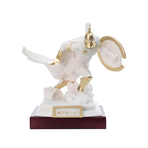 Achilles Statue Ancient Greek Hero White Gold Figurine 17.2cm Height