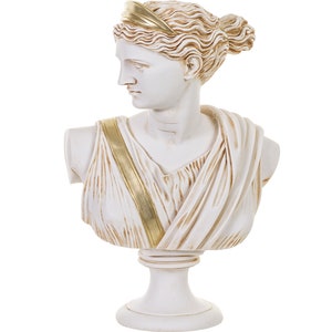 Artemis Statue,Diana Bust Statue, Roman Sculpture,Greek Statue,Art Home Decor Statuette,Diana Greek Goddess,Painted Statue,Large bust