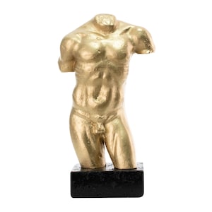 Male Naked Body Sculpture white stone Home Decor Pop Art Hand Painted 21.5 cm Height