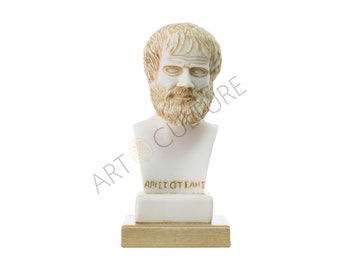 Escultura de busto de Aristóteles, estatua griega antigua de Philoshofer pátina, 18 cm de altura, pequeña