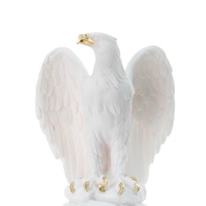 Eagle Sculpture Handmade Statue Home Decor Alabaster Marble 21cm Height
