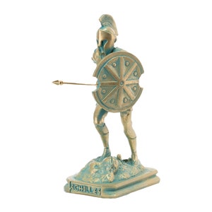 Statua di Achille, antica greca, eroe della guerra di Troia, statuetta in bronzo e marmo, altezza 7,3 pollici