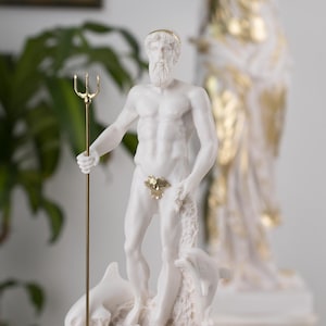 Poseidon Statue Greek God Of Sea Sculpture Handpaint 28 cm Height
