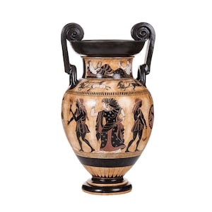 Dionysos with Satyr Death of Orpheus Krater Vase Ancient Greek Pottery Museum Copy Dionysos with Satyr Death of Orpheus Krater Vase Ancient Greek Pottery Museum Copy