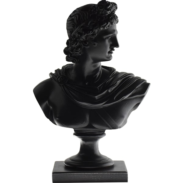 Sculpture buste d'Apollon, art noir, décoration d'intérieur, hauteur 25,5 cm