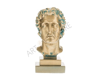 Alexander the Great Statue Decorative Bust Greek Macedonian King Sculpture 18.5 cm Height
