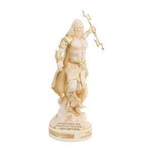 Zeus Statue Greek God of Thunder for Home Decor Gifts Jupiter Figurine Mythology Collectible Authentic Artworks Stef Collection 9.65 .inch