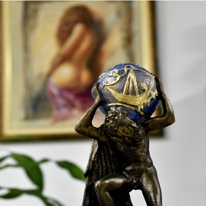 Atlas Statue Greek Mythology Ancient Titan Sculpture 23 cm Height