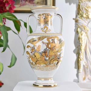 Ceramic Amphora Hand Paint ArtCulture Home Decor 35cm Height
