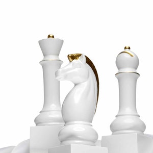 Large Chess Pieces Statues Set Of 3 Sculpture Minimalist Home Decor Housewarming Gifts 28 cm Height