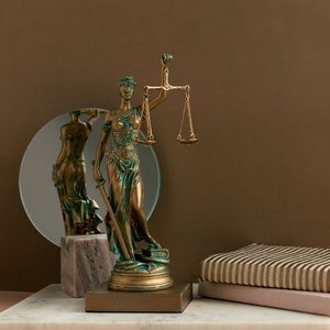 Lady Justice Statue Themis Greek Goddess Sculpture 9.85 inch Height