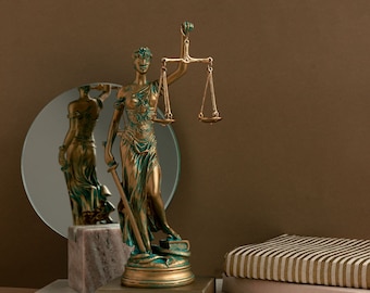 Lady Justice Statue Themis Greek Goddess Sculpture 9.85 inch Height