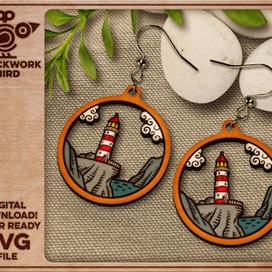 Mini Landschafts Ohrringe: Leuchtturm - Unikat Laserschnittdatei